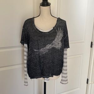 We The Free Women's Slouchy Burnout Long Sleeve Shirt Size Small